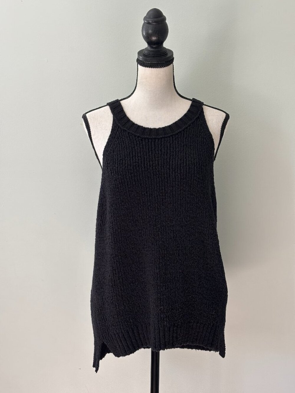 J.Crew Point Sur Black Chunky Knit Tank Sweater Extra Large Like New